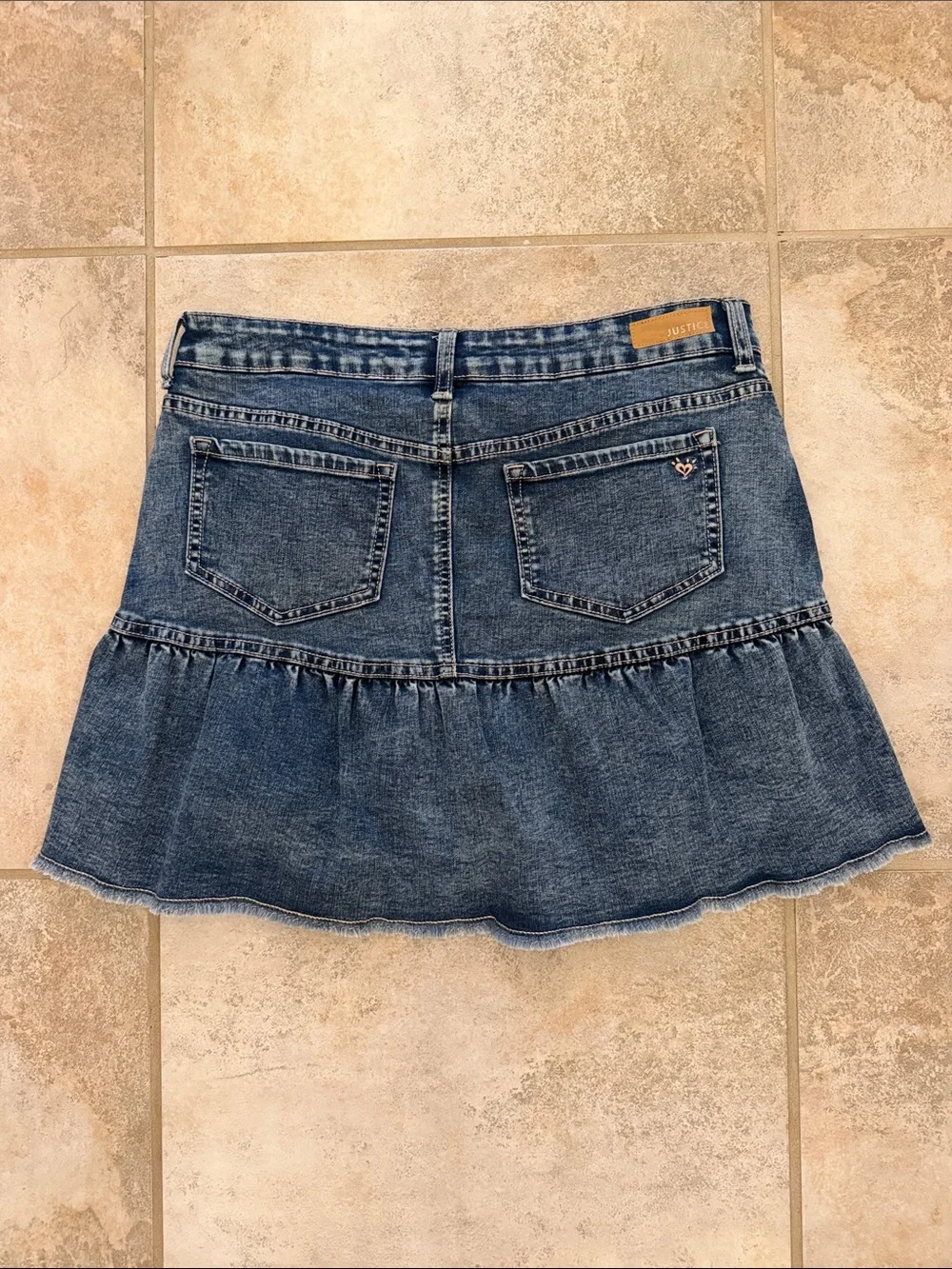 Justice Blue Denim Ruffle Hem Skort Size 18 Plus